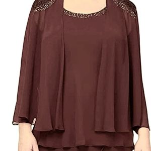 SLNY 2 piece Shirt Jacket Tiered Dress